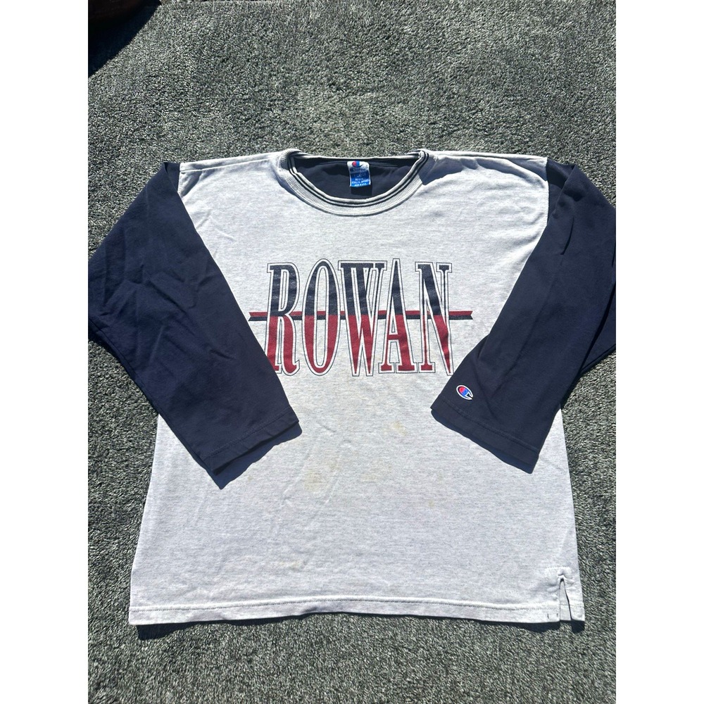 Vintage Champion Rowan Sweatshirt Mens XL Made USA College Spellout Raglan 90s